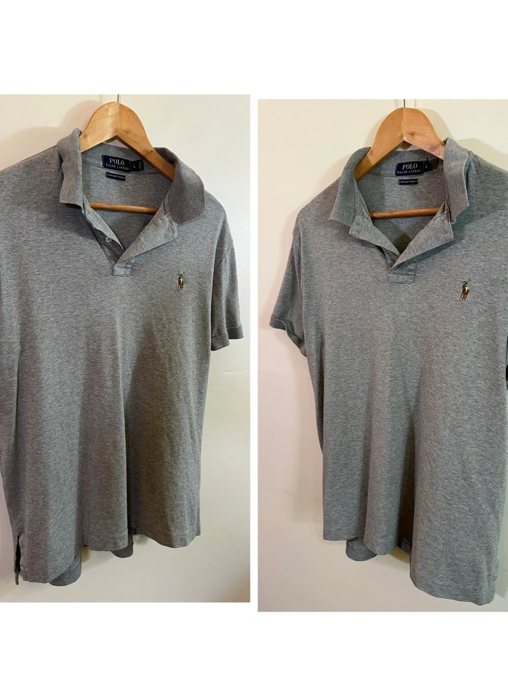 Polo Ralph Lauren Mens Large Polo Shirt Lot of 3 Pony Logo Gray Navy White